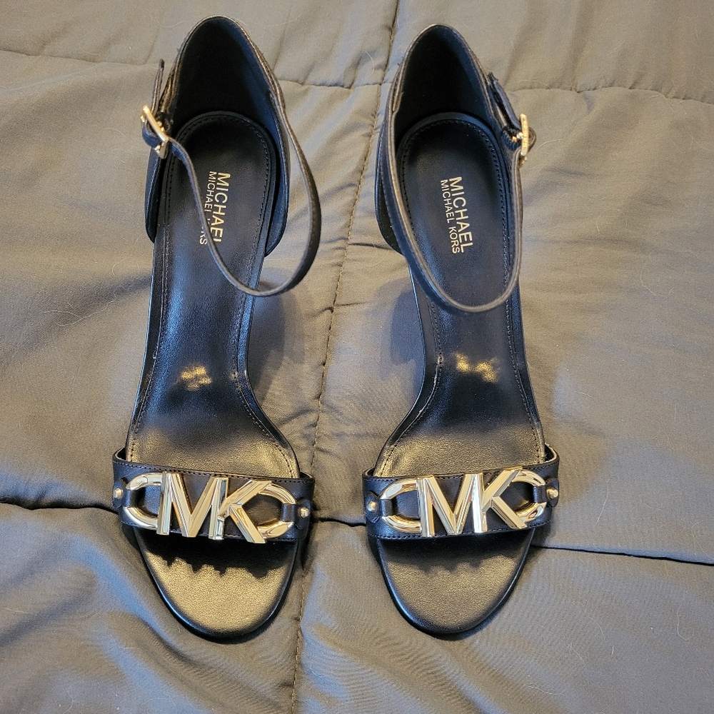 Michael Kors Black Heels with Gold Accents